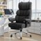 Brick Attic - Big and Tall Ergonomic Office Chair, Wide Executive Leather Reclining Gaming Chair with Footrest - Black-Front_Standard