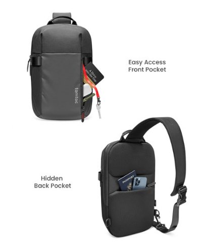 tomtoc Navigator-T24 One Shoulder Backpack Crossbody EDC Daypack Sling Bag Chest Shoulder Bag,  Water-resistant S - Black GLOBAL SHIPPING