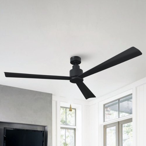Parrot Uncle - 52" Modern 3-Blade Ceiling Fan with Reversible DC Motor, 6-Speed, Remote Control, No Light - Black-Front_Standard 