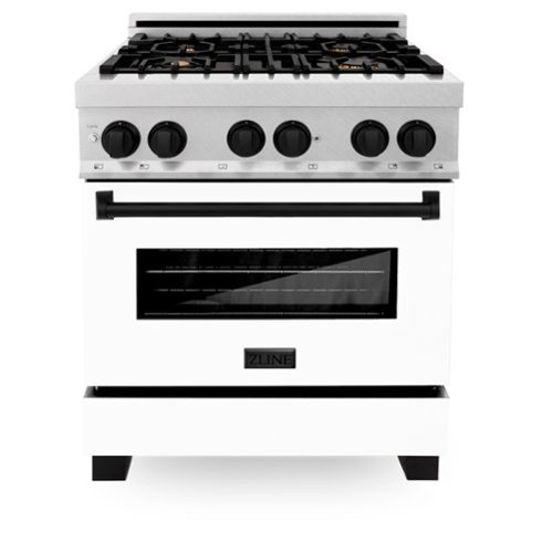ZLINE - Autograph 30 in. Legacy Dual Fuel Range in Satin Steel w/ White & Black Accents (RASZ-WM-30-MB) - Stainless Steel-Front_Standard 