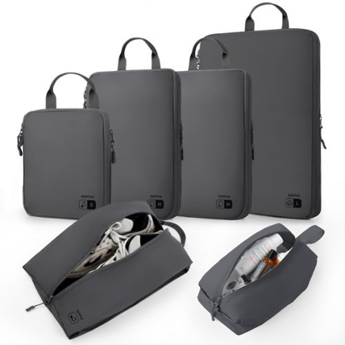 Epicka Nylon Compression Packing Cubes 6 Set - Water Resistant Travel Packing Organizer for Carry on - Dark Grey - Dark Grey