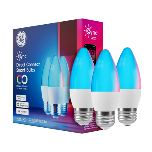 GE Cync Smart LED Light Bulbs, Color Changing Wi-Fi Lights, Smart Control, Medium Base (3 Pack) - Full Color