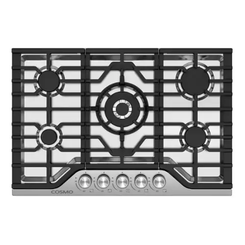 Front. COSMO - COS-CTGV305SS 30 in. Vista Collection Drop-in Gas Cooktop with 5 Burners, Metal Knobs, Cast Iron Grates, Stainless Steel - Stainless Steel.