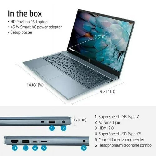 HP Laptop Pavilion 15 eh1052wm ADM RYZEN 5 5500U APU 15.6
