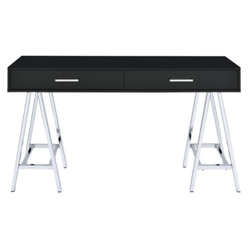 OSP Home Furnishings - Vivid 2 Drawer Desk - Black/Chrome-Front_Standard 
