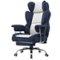 GTPlayer - 400lbs Heavy Duty Gaming Chair Fabric Comfortable Ergonomic Computer Chair with Soft Armrests - Dark Blue & White-Front_Standard