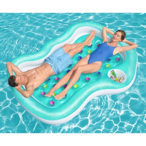 Bestway H2OGO! Double Designer Pool Lounge - 7'4 x 68.5 - Bestway Inflatable, Fits 2 Adults, Built-In Cooler Area WHERE TO BUY