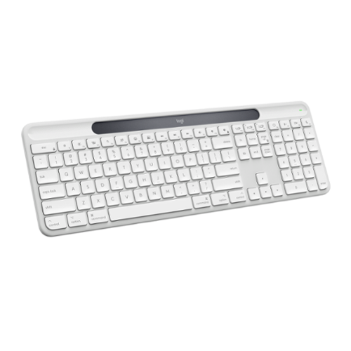 Logitech - Signature Slim Solar+ for Mac Wireless Bluetooth Solar and Artificial Light Powered Keyboard with Customizable Keys - Off-White