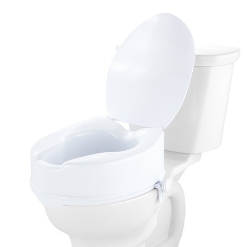 VEVOR - Raised Toilet Seat, 6" Height Raised, 300 lbs Weight Capacity, Universal Toilet Seat Riser, Screw Rod Locking - White-Front_Standard 