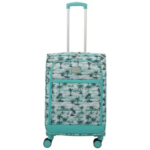 Front. Tommy Bahama - Palm Print 26" Expandable Softside Spinner - Aqua.