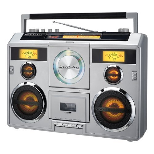 Studebaker - SB2140 Portable Stereo Boombox with Bluetooth/CD/AM-FM Radio/Cassette Recorder - Silver
