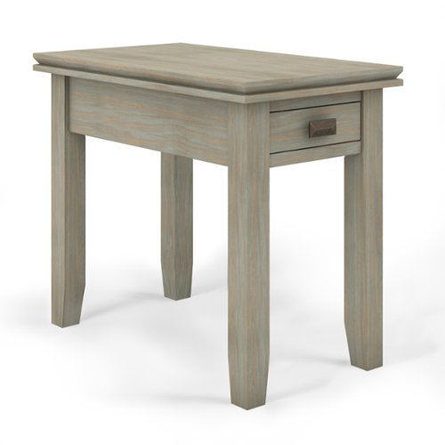 Simpli Home - Artisan SOLID WOOD 14 inch Wide Rectangle Transitional Narrow Side Table - Distressed Grey-Front_Standard 