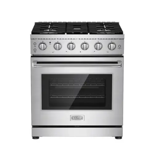 Front. Empava - 30 in. Gas Range 4.5 CuFt Oven 5 Burner(18K BTU) Cooktop w/Storage Drawer, Stainless Steel, Natural Gas Only - Stainless steel.
