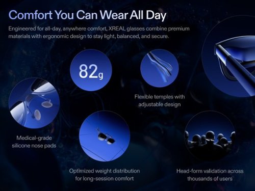 XREAL 1S AR Glasses w/X1 Chip, 52-Degree FOV 120Hz Display w/Sound by Bose for iPhone 17/16/15, Steam, ROG, Mac/PC/Android/iOS - Cobalt Blue SHOP ONLINE