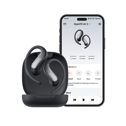 Shokz OpenFit Air 2 Open Ear True Wireless Bluetooth Earbuds Black