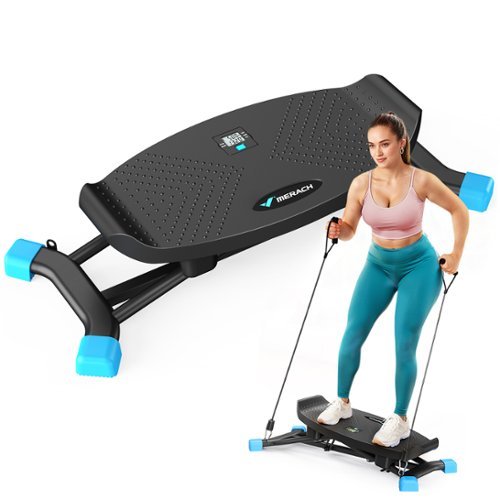 MERACH - Slide Steppers for Exercise at Home Stair Stepper with Resistance Bands - Black-Front_Standard 