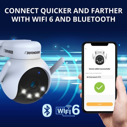 Defender AI 4K Everwatch PTZ 360° Wi-Fi 6 Plug-in Security Camera, Color Night Vision, AI-Tracking, Easy Setup , 3 Pack - White GLOBAL SHIPPING