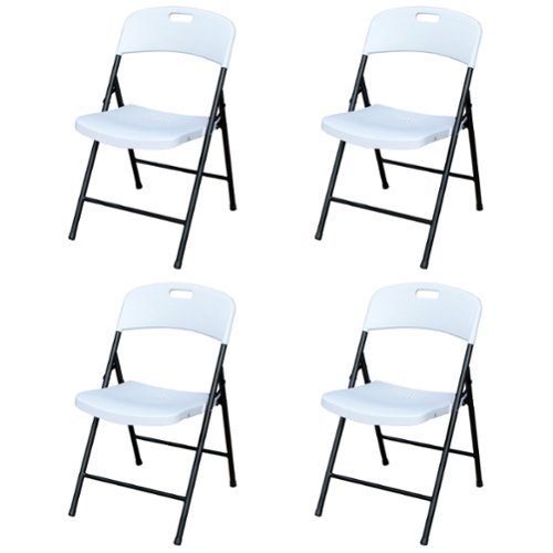 Peakform - Plastic Folding Chair, Indoor Outdoor Seating, 4 Pack - White-Front_Standard 