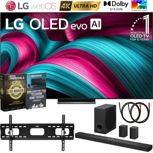 LG webOS 4K ULTRA HD LG OLED evo AI

Dolby VISION FILMMAKER MODE

WORLD'S No. 1 OLED TV FOR 12 YEARS

ECO DECOGEAR ESSENTIALS

CPS PREMIUM TY 7

26 MONTH CPS SEGNIERS - CE

CPS TELEVISION PROTECTION

THEATER HOME PREMIUM ESSENTIALS PLAN