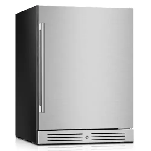 Front. Yeego - 24 inch Beverage Refrigerator, 160 Cans Beverage Fridge , Stainless Steel Indoor/Outdoor Refrigerator - Silver.