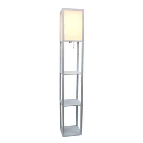 Lalia Home - Column Shelf 1400lm Floor Lamp with Linen Shade - GRAY-Front_Standard 