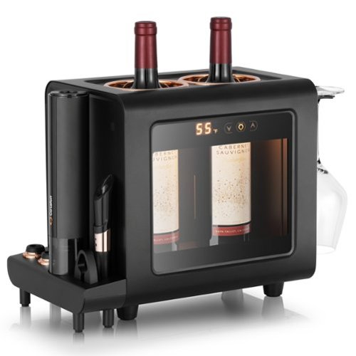 Ca'Lefort - Electric Wine Chiller - 46-64°F Wine Cooler, All-in-1 Set Electric Opener & 2 Glasses, for Home/Office, Gift - Black-Front_Standard 