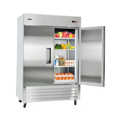 Front. VEVOR - Commercial Reach-In Refrigerator 54" W, 44 Cu.Ft Stainless Steel Upright Refrigerator with Double Doors, Auto-Defrost - Stainless steel color.