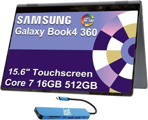  Samsung - Galaxy Book4 15.6" FHD Laptop - Book4 360 AMOLED 2-in-1 Touchscreen - Intel Core 7 - 16GB RAM/512GB SSD - Win 11 - Gray
