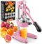 Zulay Kitchen - Cast-Iron Manual Citrus Press & Orange Squeezer Juicer - Pink-Front_Standard