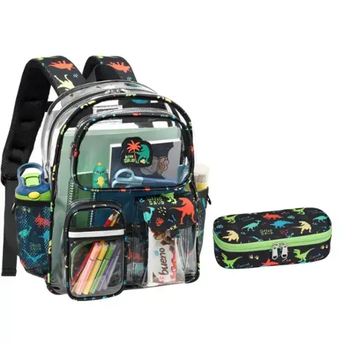2pcs, E-black Dinosaur-Backpack & Pencil Case