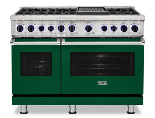Viking - 48"W./24"D. Dual Fuel Sealed Burner Range-6 Burners/Griddle - Ivy-Front_Standard 