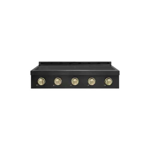 Front. ZLINE - Autograph 36 in. Paramount Built-in Induction Rangetop with 5 Element Cooktop in Black Steel & Champagne Bronze Accents - Black Stainless Steel.