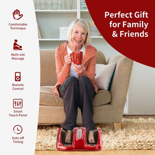 Costway Shiatsu Foot Massager Kneading and Rolling Leg Calf Ankle with Remote - Red GLOBAL SHIPPING