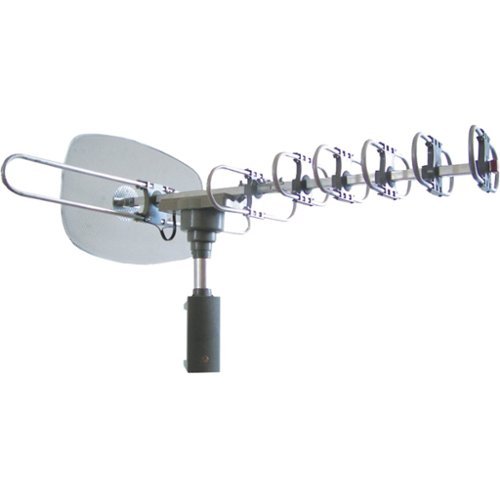 Naxa - High-Powered Amplified Motorized Outdoor ATSC Digital TV Antenna with Remote - Silver-Front_Standard 