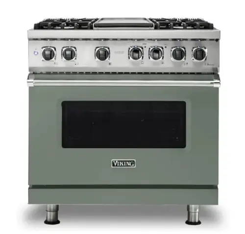 Front. Viking - 36-Inch Dual Fuel Freestanding Range - Eucalyptus.