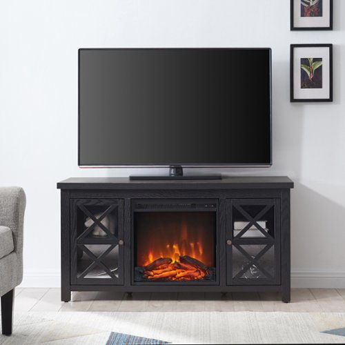 Camden&Wells - Portland Log Fireplace TV Stand for Most TVs up to 55" - Obsidian-Front_Standard 