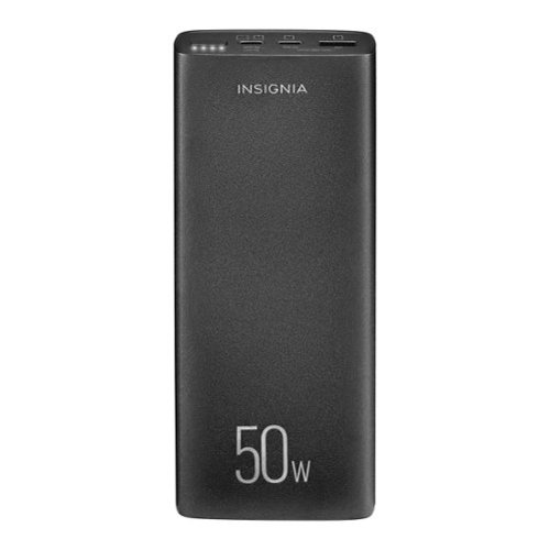 Insignia™ - 20,000 mAh Portable Charger for Most USB Devices - Black-Front_Standard 