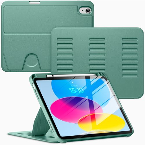 VIKESI - Magnetic Case for iPad 11" 2025 & 10.9" 10th/11th Gen, Shockproof, Pencil Holder, Auto Wake/Sleep, Multi-Angle Stand - Forest Green-Front_Standard 