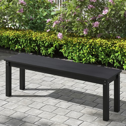 Gymax 55'' HDPE Outdoor Bench for 2 3 People Weatherproof Backless