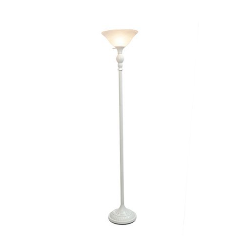 Elegant Designs - 1 Light Torchiere Floor Lamp with Glass Shade - Marbleized White-Front_Standard 