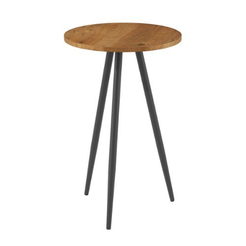 Walker Edison - Modern Glam Minimal Round Side Table - English Oak/Black-Front_Standard 