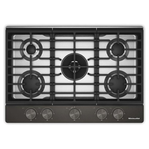 KitchenAid - 30 in. Wide 5 burners Gas Cooktop with Integrated Wok Grate - Black Ore-Front_Standard 