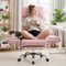 KERDOM - Ergonomic Big Home Office Chair with Expandable Arms, Velvet High Back Exceutive Manager Chair with Footrest Wide Seat - Pink-Front_Standard