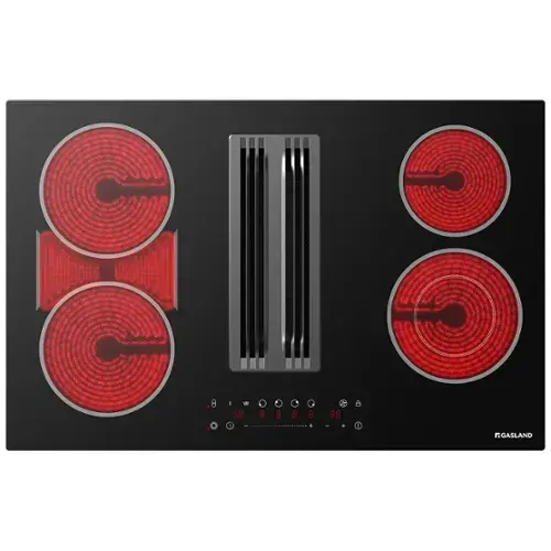 Front. GASLAND - 31 inch 4 burners Smooth Surface Black Electric Cooktop with Downdraft Exhaust and Bridge Element - Black.