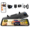 WOLFBOX - 4K Rear View Mirror 2CH Dash Cam, 5.8GHz WiFi, ADAS, BSD, 64GB Card, GPS, G-Sensor, 12'' Touch Screen, 24H Parking Mode - Black-Front_Standard
