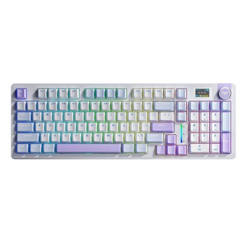 AULA - S98 Pro, 96-Key, Wireless, Mechanical Gaming Keyboard, RGB, 5-Layer Padding, 5000 mAh Battery, Knob, Digital Screen - Purple Blue-Front_Standard 