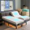 Renanim - SFE Split King Adjustable Electric Bed Frame with 14" Hybrid Mattress, Massage, USB, Remote & UnderBed Light - Gray-Front_Standard