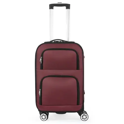 Front. Oumilen - 20 Inch Red Oxford Softside Carry On – Lightweight Suitcase with 3-Digit Lock & Silent Spinner Wheels - Red.