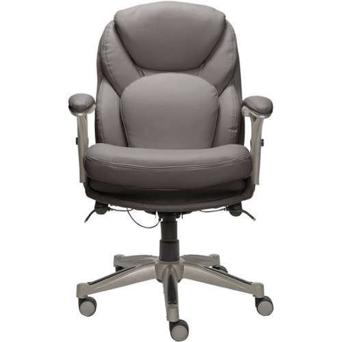 Serta - Works Bonded Leather Executive Chair - Gray-Front_Standard 