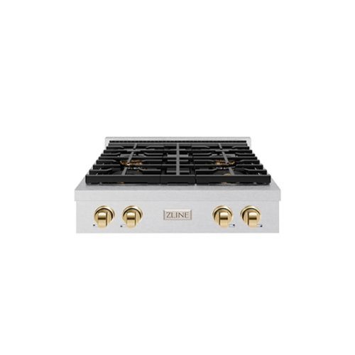 ZLINE - Autograph 30 in. Satin Steel Paramount Built-In Gas Cooktop with 4 DuoPro Burners and Gold Accents (PSRTSZ-30-G) - Stainless Steel-Front_Standard 